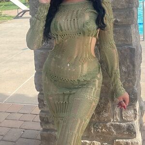 Stylish Green Knit Dress